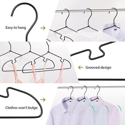 VWV 20 Pack Black Aluminum Hangers, 16.5 Inch Smooth and Durable Metal Shirt Dress Hangers, Lightweight and Sturdy Metal Hangers, Suit Jacket Dress Hangers