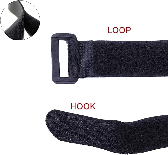 Fastening Nylon Strap with Buckle,10Pack Reusable Self-Adhesive Hook and Loop Cable Securing Straps,Adjustable Cinch Straps for Cords Organized and Tidy(1" x 8")