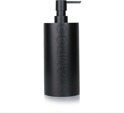 Indecor Home Matte Black Shampoo Dispenser Modern Refillable Pump Bottle with Embossed Text, Durable Resin Construction for Bathroom and Kitchen
