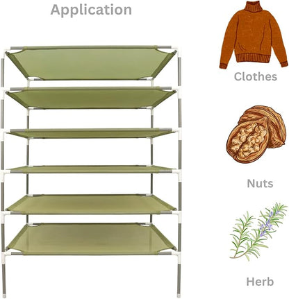 Sweater Drying Rack,6-Layer Flat DryingRack Stackable, Mesh Fabric Clothes Drying Rack Space-Saving Clothes Dryer Rack