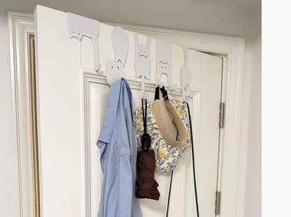 Nooboochichy Over The Door Hooks, Door Hangers Clothes Hangers Behind The Door, Wall-Mounted cat-Shaped Metal Hangers for Clothes, Hats, and Keys, Set of 5