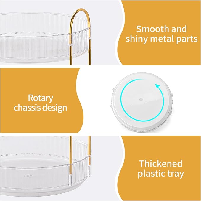 360° Rotating Makeup Organizer, Large Capacity Skincare Organizer, 2 Tier Cosmetic Skin Care Perfume Dresser Organizer, Fits Cosmetics, Perfume, Skin Care, Lipstick