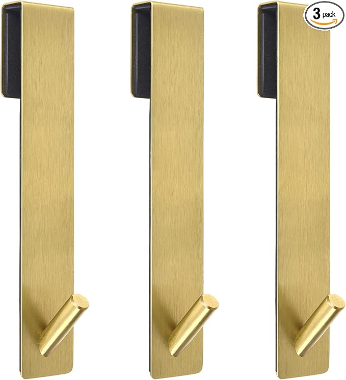 Kontoyo Shower Door Hooks(7.5 Inch),Extended Over Door Hooks for Bathroom Frameless Glass Shower Door,Stainless Steel Towel Hooks,Heavy Duty Rack Hooks for Robe,Towel-3 Pack-Gold