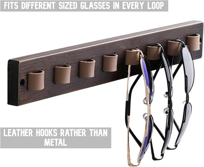 KELEQUI ZAP Gifts for Men Sunglass Organizer Wall Mounted Sunglasses Rack Wood Sun Glasses Holder for Multiple Glasses Hanger Storage Unique Birthday Gifts for Husband Dad