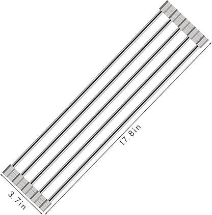 Ahyuan Roll up Dish Drying Rack Over The Sink Kitchen Roll up Sink Drying Rack Portable Dish Drainer Foldable Dish Drying Rack (Warm Gray, 17.8''X3.7'')