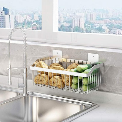 Wire Baskets, SUS304 Stainless Steel Storage Baskets, Durable Baskets for Storage Wall Mount, Hanging Wire Baskets Wall Mount Baskets for Kitchen, Bathroom, Closets - 4 Set