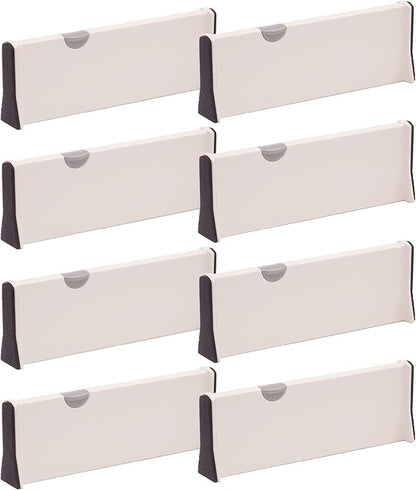 Set of 8 Adjustable Drawer Dividers Organizer Separators Plastic Dresser Organizer for Bedroom, Bathroom, Closet, Office Desk, Kitchen Storage
