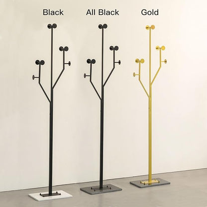 Freestanding Coat Rack Tree-shaped Metal Coat Tree with Heavy Duty Marble Base Corner Clothing Rack for Bedroom Entryway Hallway 14.96 x 10.24 x 68.9 Inches (Black)