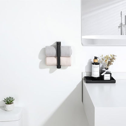 Alise Black Toilet Paper Holder, Double Post Spring Loaded Bathroom Toilet Paper Holder Wall Mount SUS304 Stainless Steel Tissue Holder Toilet Paper Roll Holder for Washroom, RV