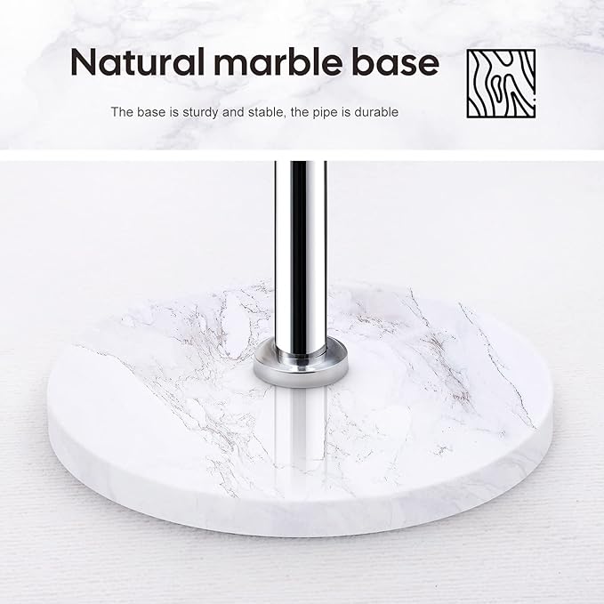 Homde Metal Coat Rack Stand with Natural Marble Base, Stainless Steel Freestanding Clothes Tree Hanger with 8 Hooks, Hall Hanger for Coat Jackets Hat Scarves Handbags Entryway Bedroom (Silver)