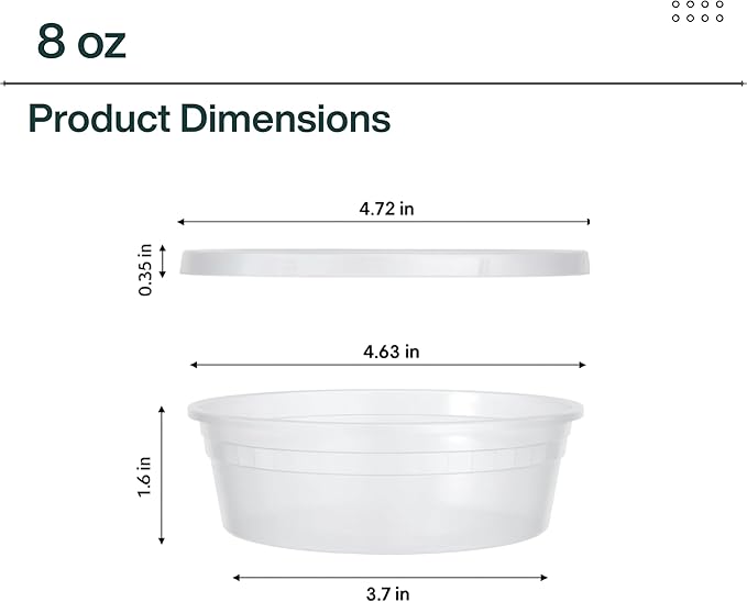 ProTakeOut 8oz [50 set] Heavy Duty Plastic Deli Container | BPA-Free Food Storage with Airtight Leak‑Proof Lids | Microwave, Freezer & Dishwasher Safe – Stackable, Bulk Reusable Soup & Meal Prep Tub