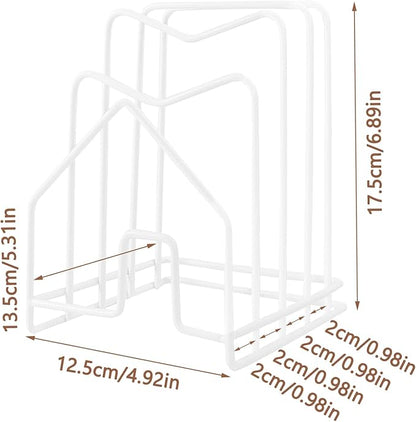 Cutting Board Holder Pot Lid Organizer W 2 Chip Bag Clips 304 Stainless Steel Pan Organizer Under Cabinet Inside Cabinet Pot Cover Cookie Sheet Bakeware Serving Tray Cooling Rack Stand Kitchen White