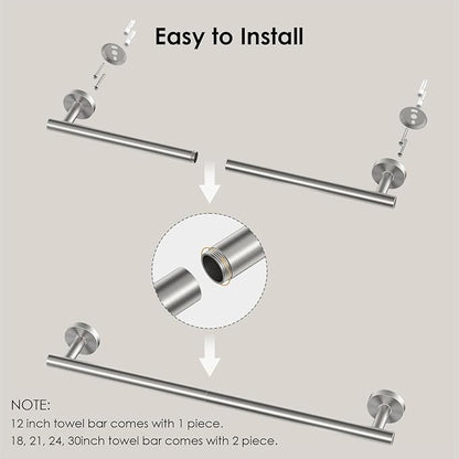 FORIOUS Towel Bar Wall Mounted, Stainless Steel Towel Racks for Bathroom 18 Inch, Includes Wall Mounting Hardware (Brushed Nickel, Total Length 20 Inch)