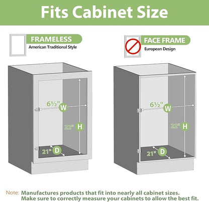 ROOMTEC 3-Tier Pull Out Cabinet Organizer Spice Rack for Narrow Cabinet 6" W x 20½" D, Slide Out Wood Shelves Storage for Kitchen