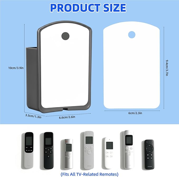 Leinuosen 12 Pcs Remote Control Holder Wall Mount Self Adhesive TV Controller Holder Gray TV Remote Organizer Wall Pen Organizer for Home Office School Storage Accessories