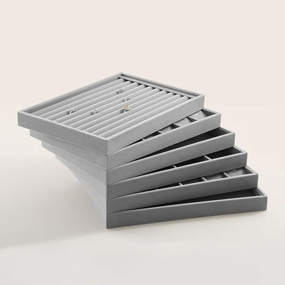 Ring Display Tray, Velvet Jewelry Trays,Premium Ring Organizer,Luxury Stud Earring Organizer,Grey Jewelry Storage