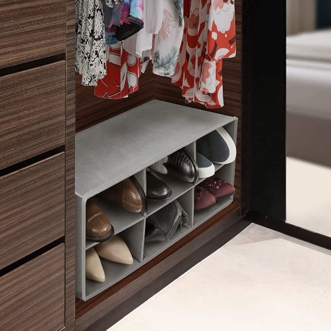 Sorbus Shoe Organizer Bin, 6 Section Cubby Shoe Shelves, Foldable Portable Detachable Closet Organizer Storage for Home Organization