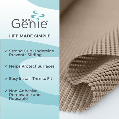 HOME GENIE Shelf Drawer and Cabinet Liner, Durable with Strong Grip, 17.5 in x 20 FT, Non Adhesive Liners Protect Kitchen Cabinets and Cupboard, Bathroom Drawers and Shelves, Desks, Light Taupe