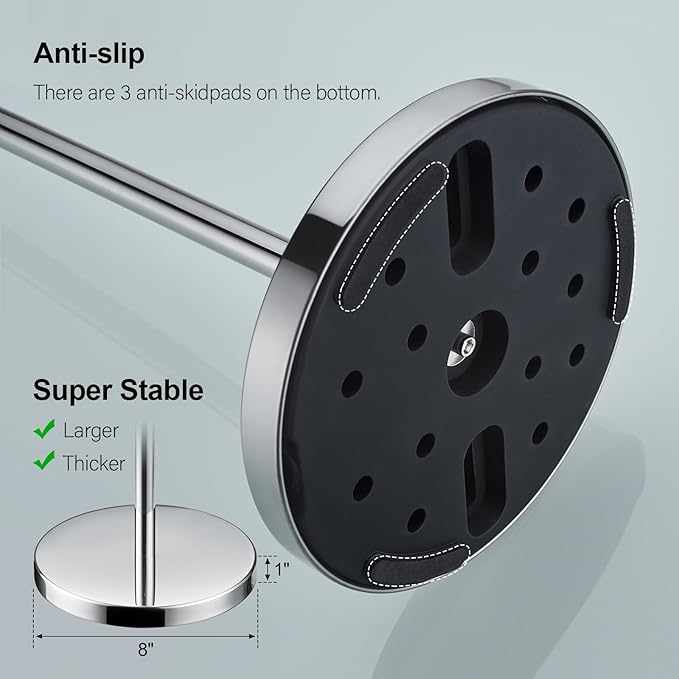 BAGNOLUX Bathroom Toilet Paper Holder Stand with Reserve, SUS304 Stainless Steel Rustproof Pedestal Tissue Roll Holder Heavy Duty, Polished Chrome