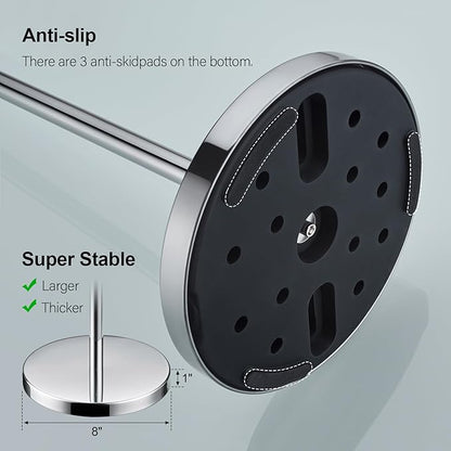 BAGNOLUX Bathroom Toilet Paper Holder Stand with Reserve, SUS304 Stainless Steel Rustproof Pedestal Tissue Roll Holder Heavy Duty, Polished Chrome