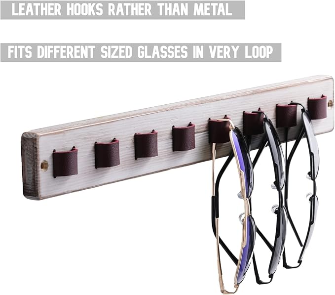 KELEQUI ZAP Sunglasses Organizer for Wall Rustic Home Decor Wood Eyeglass Display Farmhouse Wall Mounted Eyewear Rack Sunglass Holder for Multiple Glasses Unique Birthday Gifts for Dad Husband