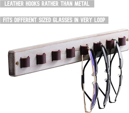 KELEQUI ZAP Sunglasses Organizer for Wall Rustic Home Decor Wood Eyeglass Display Farmhouse Wall Mounted Eyewear Rack Sunglass Holder for Multiple Glasses Unique Birthday Gifts for Dad Husband