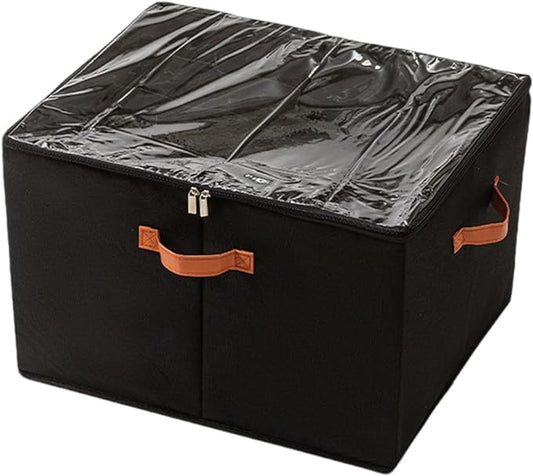 SLDYH Shoe Organizer for Closet, Tidy Up and Organize, Shoe Storage Easy to Store and Search, 12-20 Grid Fabric Shoe Box with Clear Cover (Black, 16 Grids)
