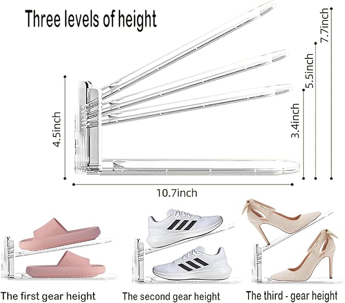 12PACK Shoe slot Organizer for Closet Double Deck Shoe Space Saver Adjustable Shoe Stacker Organize Clear Shoe Slot for Closet Clear Shoe Rack Organizer