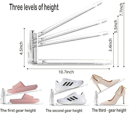 12PACK Shoe slot Organizer for Closet Double Deck Shoe Space Saver Adjustable Shoe Stacker Organize Clear Shoe Slot for Closet Clear Shoe Rack Organizer