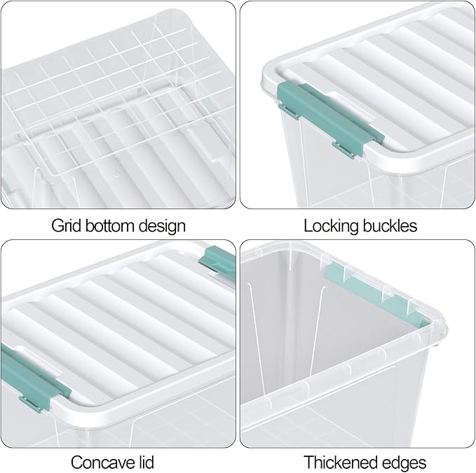 Loiycg 6 Pack Clear Latching Box with Lid, 20 Quart Plastic Storage Bin