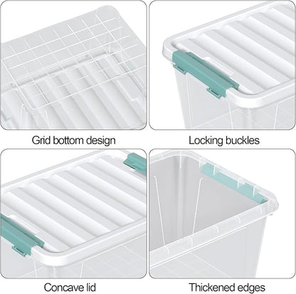 Loiycg 6 Pack Clear Latching Box with Lid, 20 Quart Plastic Storage Bin
