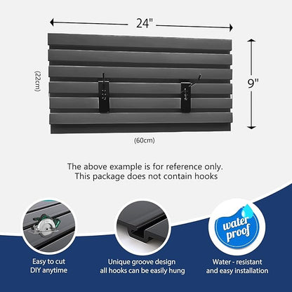 Single Slat Wall Panel (24"x9") - Small PVC Board for DIY Workshop, Bedroom Storage, No Hooks Included. The Slats are only about an inch apart, PVC slate wall panels for Storage (Small-sized, 24"×9")