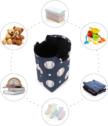 Laundry Storage Basket Basketball Baseball Sport Laundry Hamper Collapsible Organizer for Kids Room Dirty Cloth Toy Dorm Bag with Handle