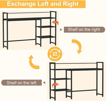 Snughome Desk Shelf, 44.9" Large Desktop Organizer Shelf, Desk Hutch for Monitor, 4 Tier Display Rack, Wooden Desktop Bookshelf Storage Rack for Home Office Dorm