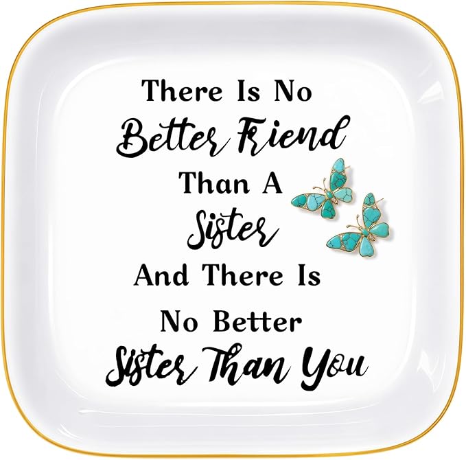 PUDDING CABIN Sister Gifts from Sister Soul Sisters Birthday Gifts for Women Funny Sis Jewelry Dish Adult Sister In Law Gifts