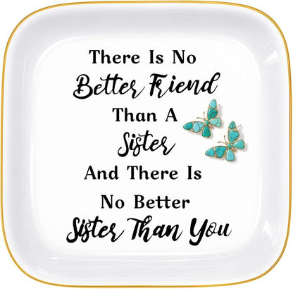 PUDDING CABIN Sister Gifts from Sister Soul Sisters Birthday Gifts for Women Funny Sis Jewelry Dish Adult Sister In Law Gifts