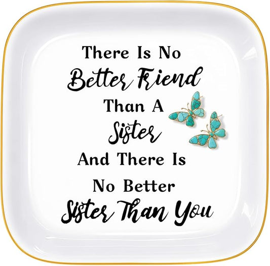PUDDING CABIN Sister Gifts from Sister Soul Sisters Birthday Gifts for Women Funny Sis Jewelry Dish Adult Sister In Law Gifts