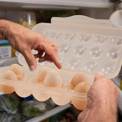 Portable Plastic Egg Storage Box, 18 Tray Shockproof Egg Protector Tray, Folding Eggs Holder Carrier, Eggs Slot Tray Holder Box, for Outdoor Camping Picnic BBQ Hiking(Khaki)
