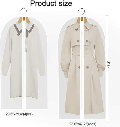 Pwsap 8Pack Breathable Clothes Covers with Zip, Hanging Garment Covers Bags Dress Bag Covers Mens Suit Storage Bag Dust Cover for Wardrobe Storage and Travel