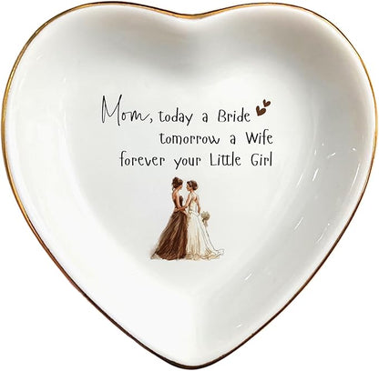 Clover89 Mother of The Bride Ring Dish Gift-Wedding,Engagement Gifts for Mom from Daughter,Bride-Jewelry Dish Tray,Ceramic,Ring Holder Dish,Trinket Tray for Mother from Daughter