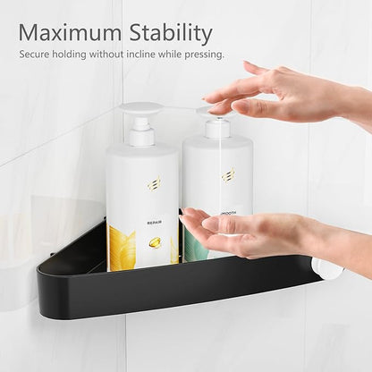 Sotfamily Plastic Shower Caddy Corner (For 90° Only), 4 Pack Adhesive Corner Shower Shelves for Bathroom Organizers and Storage, Black