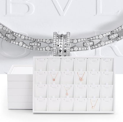 Premium White PU Leather Jewelry Organizer Tray - 12 Grids Display Tray for Earrings, Rings, Bracelets, Necklaces - Dresser & Countertop Storage (35x24cm) - Elegant Jewelry Display for Retail