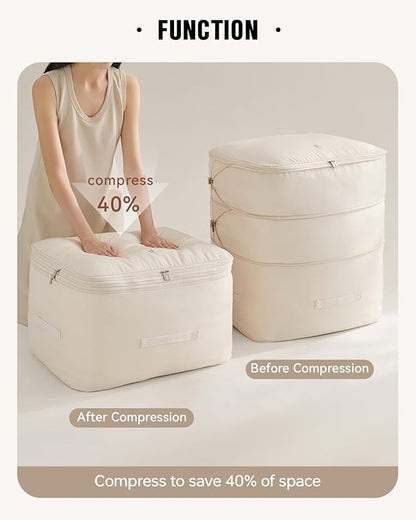 Eachy 3-Pack Comforter Storage Bag Blanket Storage Bags, 136L Compression Bags for Blanket Comforter, Ultra Space Saving Self Compression Organizer