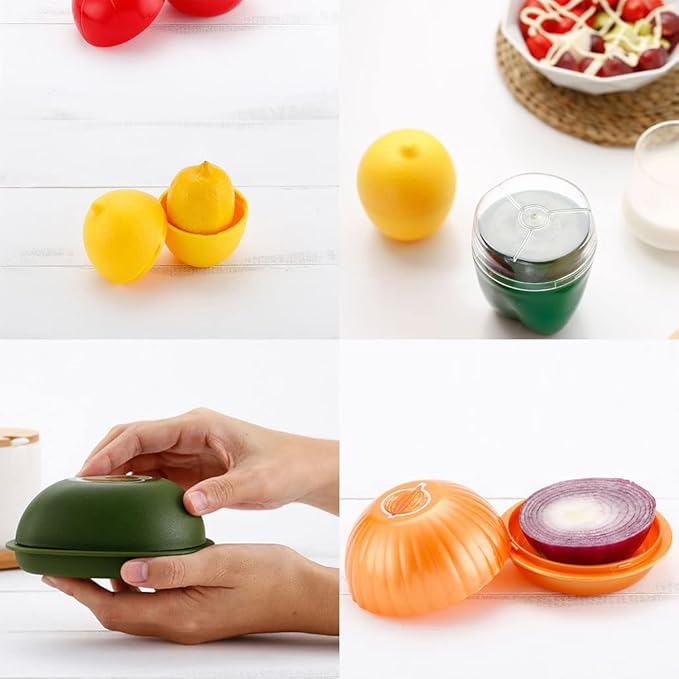 Tiydiygo Fresh Food Savers Avocado Lemon Tomatoes Pepper Onion Garlic Shape Crisper Containers,Vegetable Fruits Storage Keeper Sealing Box Bowls for Refrigerators (Clear(9PCS)TG1122281209 One Size