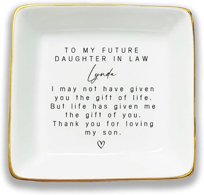 Daughter In Law Gift, Line Square Ring Dish, Jewelry Dish, Jewelry Storage, Mother’s Day gift, Gift for Future Daughter in Law, Bonus Daughter Gift, Future Daughter Gift From Mother In Law