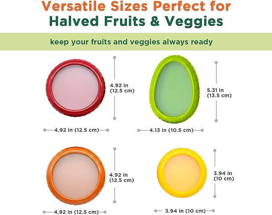 Avocado Saver & Onion Storage –Set of 4 BPA-Free Food Containers with Silicone Lids – Reusable Fruit and Veggie Savers, Fresh Pods for Food – Perfect for Tomato Holder, Garlic, Lemon & More