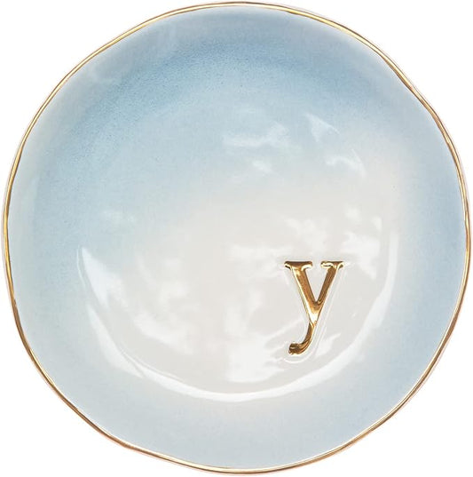 COLLECTIVE HOME - Ceramic Jewelry Tray, Decorative Trinket Dish for Rings Earrings Necklaces Bracelet Watch Keys, Birthday Mother's Day Christmas Gift for Women, 4.75", Colored Surface (Y)
