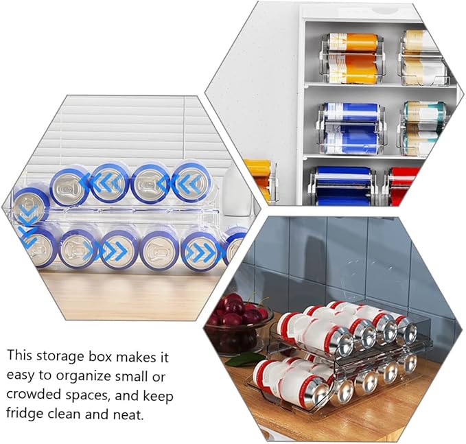 Luxshiny Clear Beverage Can Dispenser Double Storage Rack for Soda Beer and Canned Drinks Space Saving Organizer for Refrigerator Pantry and Cabinets Capacity