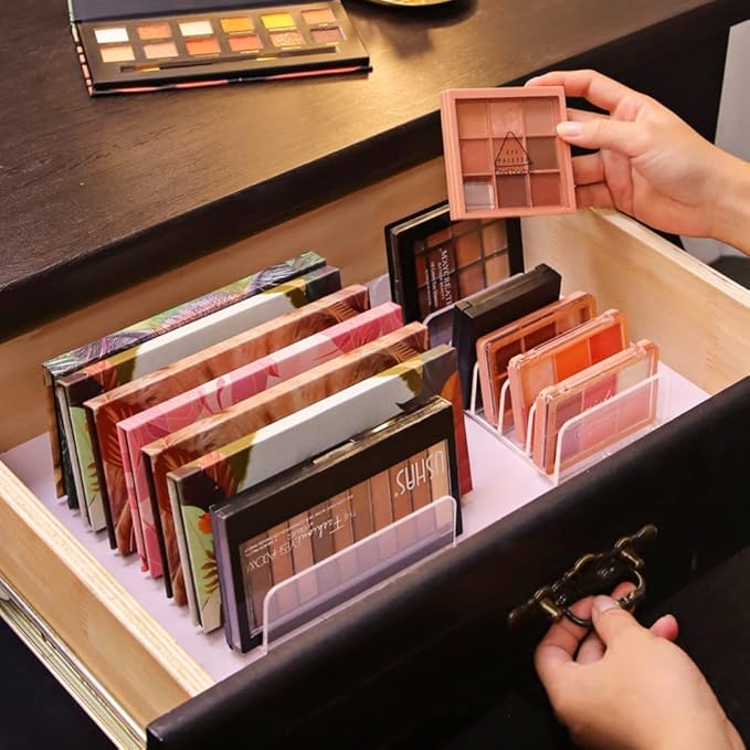 Easyhouse Makeup Organizer, 7 Section Divided Makeup Palette Organizer for Vanity Drawer Countertop Modern Cosmetics Storage for Eyeshadow Palette, Contour Kit, Blush