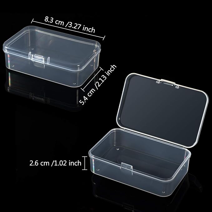 Jetec 6 Pieces Mini Plastic Clear Beads Storage Containers Box for Collecting Small Items, Beads, Jewelry, Business Cards, Game Pieces, Crafts (3.3 x 2.1 x 1 Inch)